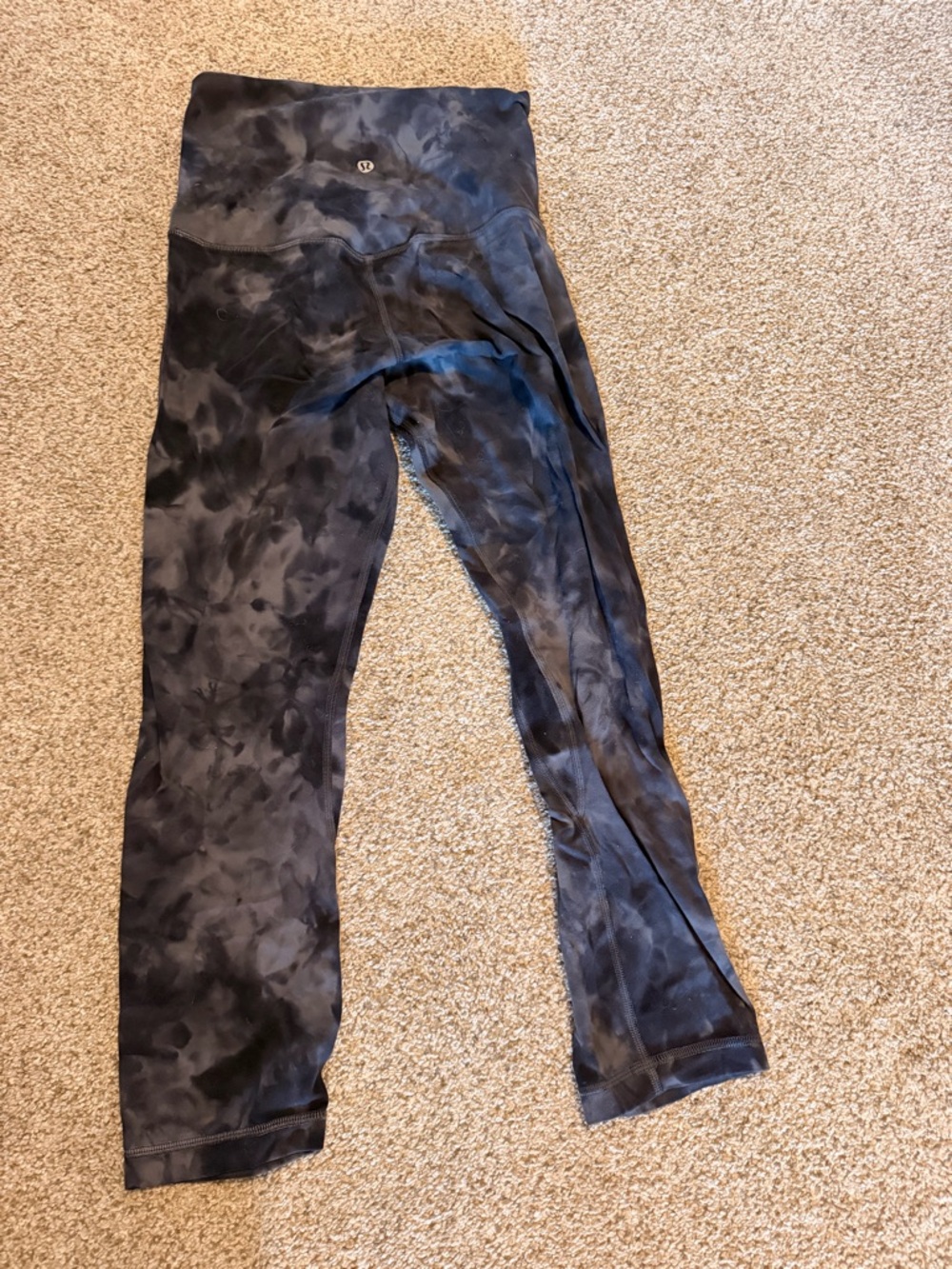 lululemon Black Tie Dye Athletic Crop Leggings